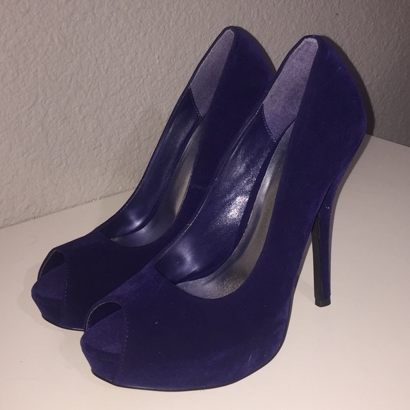 Qupid Velvet Peep Toe Heels Sz 8.5 - Picture 3 of 9